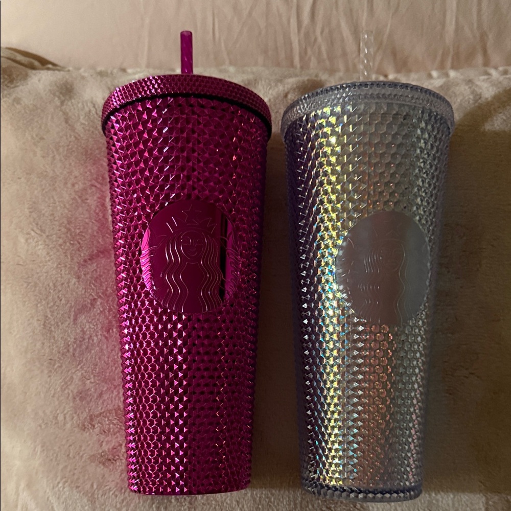 Starbucks Pink and Silver Studded Tumblers NWT